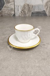 Digithome İpek Efes 6'lı Porselen Kahve Fincan Takımı Yaldızlı Krem - IPF132MA C320.045 thumbnail 5