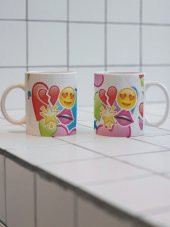 Emojiler Temalı Özel Tasarım Çift Taraf Baskılı Kupa Bardak-Çay Kahve Bardağı Hediye - 2
