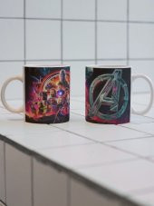 Avengers Temalı Özel Tasarım Çift Taraf Baskılı Kupa Bardak-Çay Kahve Bardağı Hediye - 1