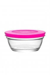 Lav 6 lı saklama kabı - kapaklı cam saklama kabı 250 cc. pembe mst243 - 1