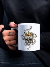 Ölü Kral Dead King Özel Tasarım Baskılı Kupa Bardak Kafatası İskelet Hediye Çay Kahve Bardağı - 1