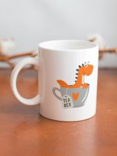 Tea-Rex Yazılı Eğlenceli Dinazor Özel Tasarım Baskılı Kupa Bardak Hediye Çay-Kahve Bardağı - 2