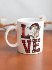 Love Yazılı İnekli Eğlenceli Yazılı Özel Tasarım Baskılı Kupa Bardak Komik Kupa Bardak Kahve Bardağı - 2