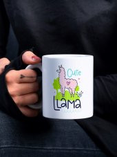 Renkli Lettering Serisi Cute Lama Özel Tasarım Baskılı Kupa Bardak Eğlenceli Kupa Kahve Bardağı - 1