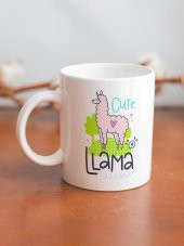 Renkli Lettering Serisi Cute Lama Özel Tasarım Baskılı Kupa Bardak Eğlenceli Kupa Kahve Bardağı - 2