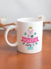 Renkli Lettering Serisi Beautiful Day Özel Tasarım Baskılı Kupa Bardak Eğlenceli Kupa Kahve Bardağı - 2