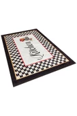 Dama Desen Yıkanabilir Pamuk Taban Kitchen Yazılı Mutfak Halısı  SİYAH 140X200 - 2