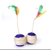 Renkli Tüylü İpli Kedi Oyuncağı thumbnail 4