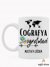 Coğrafya Öğretmeni Kişiye Özel Tasarım Baskılı Kupa Bardak Kahve Bardağı-Öğretmenler Günü Hediyesi - 1