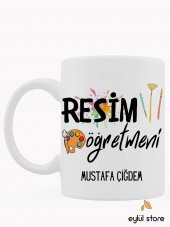 Resim Öğretmeni Kişiye Özel Tasarım Baskılı Kupa Bardak Kahve Bardağı-Öğretmenler Günü Hediyesi - 1