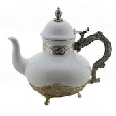 MCA Vizyon Porselen Beyaz Gümüş Kaplama Demlik 23 cm - 1