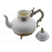 MCA Vizyon Porselen Beyaz Gümüş Kaplama Demlik 23 cm - 2