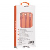 HYTECH HY-X505 1.2M 3A MICRO USB + LIGHTNING + TYPEC 3 IN 1 KIRMIZI ŞARJ KABLOSU - 4