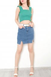 Askılı Crop Bluz Yeşil - 10812.1567. - 2