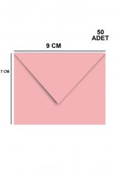 50 Adet Pembe Renkli Küçük Zarf 7x9 - 1
