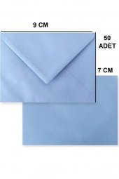 50 Adet Açık Mavi Renkli Küçük Zarf 7x9 - 1