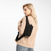 Krinkıl Kumaş Kadın Bel Çantası Smart Bags 1154 Siyah - 2