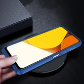 KNY Samsung Galaxy A34 Kılıf Silikon Kenarlı Renkli Şeffaf Flora Kapak Lacivert - 4