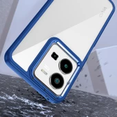 KNY Samsung Galaxy A34 Kılıf Silikon Kenarlı Renkli Şeffaf Flora Kapak Lacivert - 5