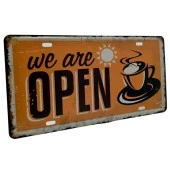 Dekoratif 3D Metal Plaka We Are Open Coffee 30cm thumbnail 2