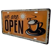 Dekoratif 3D Metal Plaka We Are Open Coffee 30cm thumbnail 3