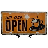 Dekoratif 3D Metal Plaka We Are Open Coffee 30cm thumbnail 4