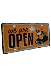 Dekoratif 3D Metal Plaka We Are Open Coffee 30cm thumbnail 6