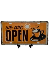 Dekoratif 3D Metal Plaka We Are Open Coffee 30cm thumbnail 8