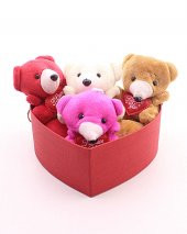 Kalp Kutuda 4 Adet Mini Ayıcık Hediye Kutusu Set - 2