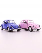 2 Adet Lacivert Pembe Metal Vosvos Araba Dıe Cast Büyük Boy 12cm - 1