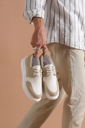 KB-042 Bağcıklı Bej Günlük Erkek Ayakkabı thumbnail 1