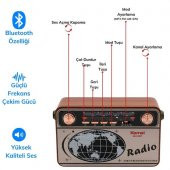 BUFFER® 503B Dekoratif Eskitme Nostalji Uzaktan Kumandalı Radyo Usb/Aux/Hafıza Kartı/Bluetooth/Şarjl - 5