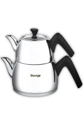 Stevig 4 Turkish Tea 18/10 Paslanmaz Çelik Çaydanlık Takımı Büyük Boy ST-501 - 1