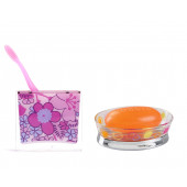ZBOSP-C76 DİŞ FIRÇALIK SABUNLUK 2 Lİ BANYO SETİPEMBE ÇİÇEKLİ AKRİLİK - 1