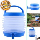 Su Sebili Katlanabilir Termos Çeşmeli Körüklü 5.5 Litre Piknik Kamp Su Ayran Meşrubat İçecek Bidonu - 1