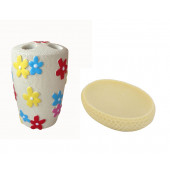 ZBOSP-C121 DİŞ FIRÇALIK VE SABUNLUK 2 Lİ SETRENKLİ ÇİÇEK thumbnail 2