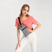 Kırçıllı Gri Kumaş Kadın Bodybag Çantası Smart Bags 3097 - 2