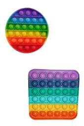 Pop It Push Bubble Fidget Zihinsel Stres Oyuncağı Gökkuşağı Popit 2li Set thumbnail 1
