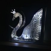 Veraart Özel Tasarım 5 Katmanlı Ahşap Dekoratif Kuğu Gece Lambası - 1