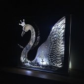 Veraart Özel Tasarım 5 Katmanlı Ahşap Dekoratif Kuğu Gece Lambası - 2