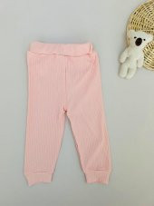 Kız Bebek Ahşap Düğmeli Fitilli Kumaş Ayıcıklı Takım Somon - 4