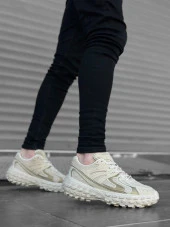 BA0592 Tarz Sneakers Ithal Krem Fileli Rahat Taban Spor Ayakkabısı thumbnail 2