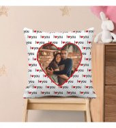 Kişiye Özel Baskılı I Love You Kalp Desen Yastık 37 cm - 1