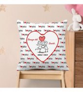Kişiye Özel Baskılı I Love You Kalp Desen Yastık 37 cm - 2