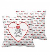 Kişiye Özel Baskılı I Love You Kalp Desen Yastık 37 cm - 3