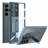 Samsung Galaxy S23 Ultra Kılıf Kamera Korumalı Şeffaf Tasarımlı Lego Standlı Kapak - 11