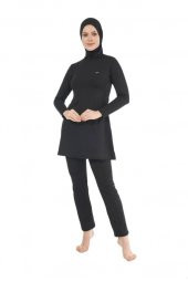 Estiva 22901 Siyah Tam Boy Düz Tesettür Mayo - 6