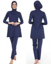 Estiva 22901 Lacivert  Tam Boy Düz Tesettür Mayo thumbnail 4