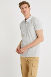 KOTON Erkek Siyah Polo Yaka T-shirt - 5