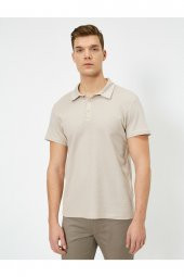KOTON Erkek Bej Polo Yaka T-Shirt 0YAM12003ZK thumbnail 3